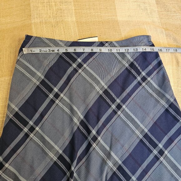 y2k Preppy Western Coastal Office Siren Cowgirl Blue Plaid Maxi Skirt - Picture 7 of 8